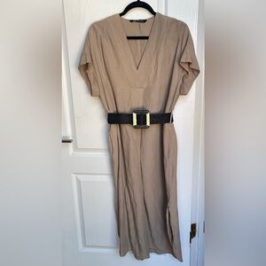 Zara linen dress with belt size medium
